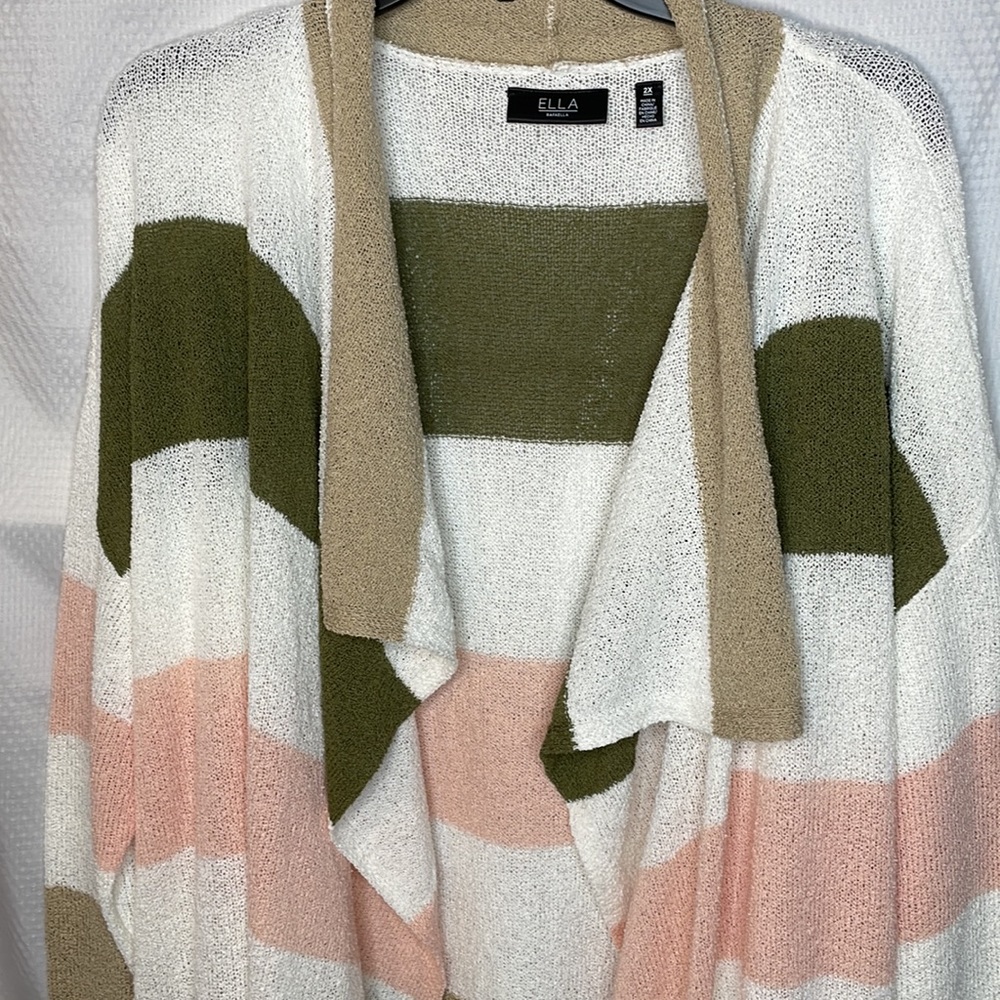 NWT 2X Ella Rafaella open Front Cardigan Sweater 3/4 Sleeve Multicolored - Picture 7 of 15